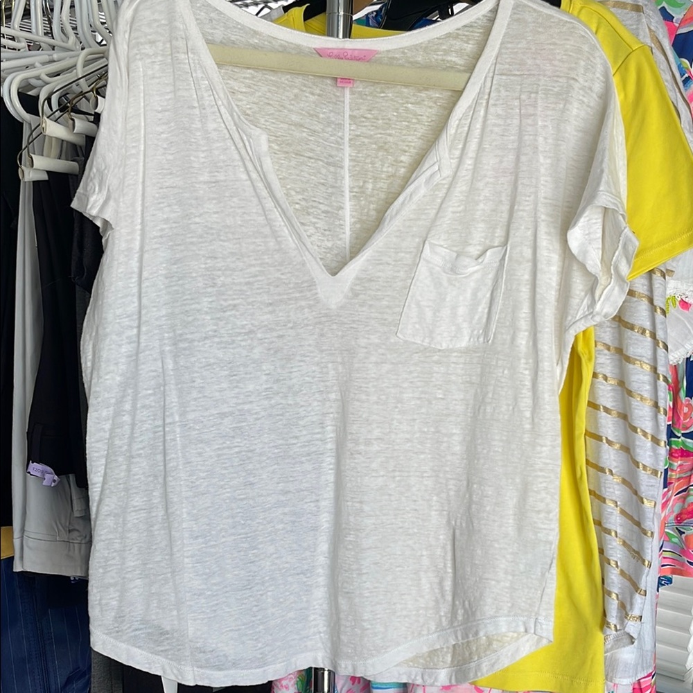 White V-Neck Pocket Tee